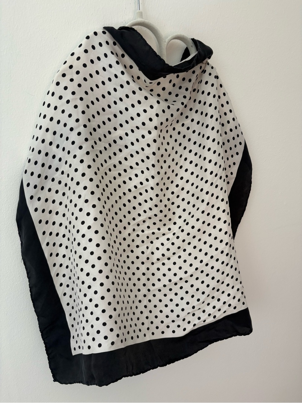 100% Silk Black and White Polka Dot Scarf by Echo